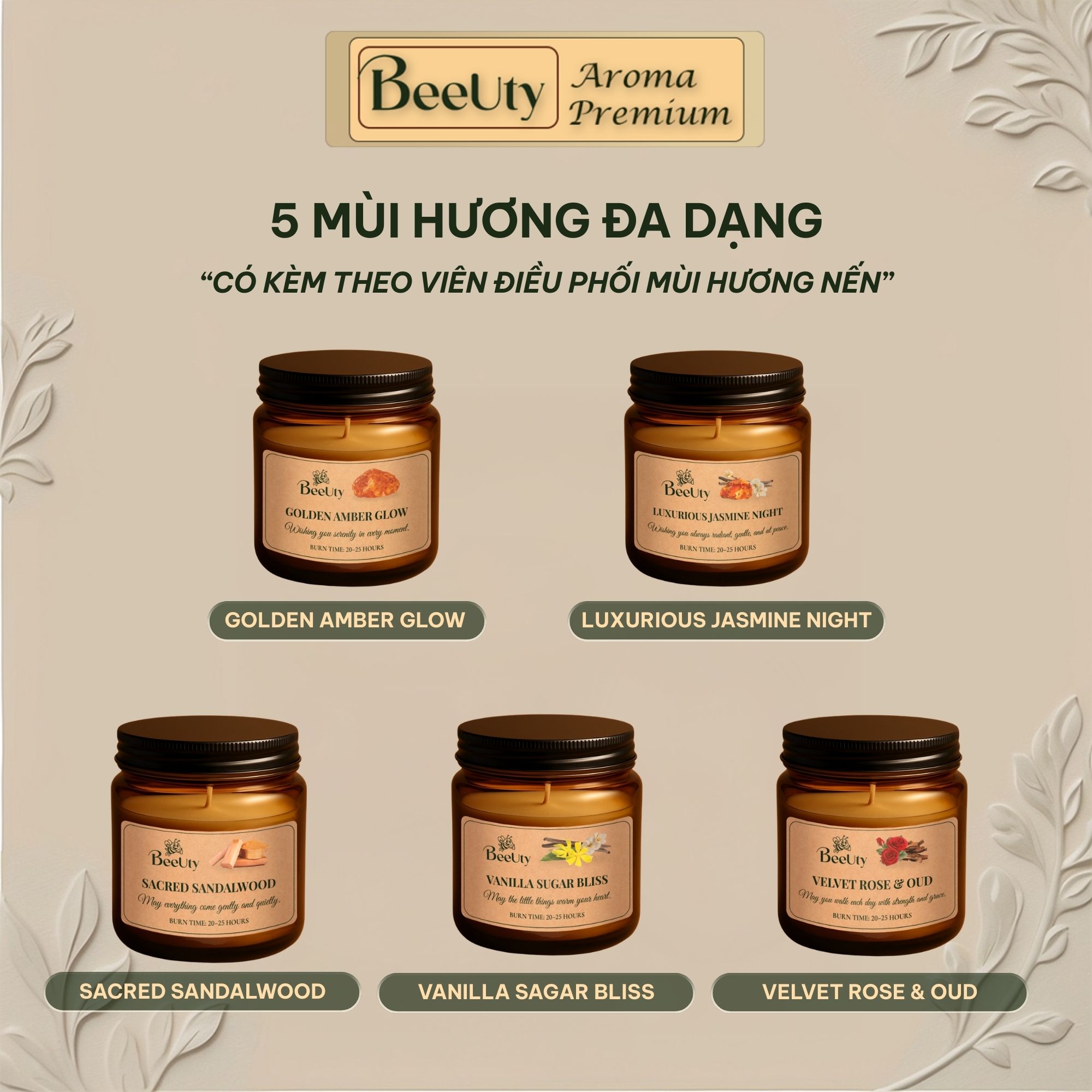 Nến thơm BeeUty Golden Amber Glow – 200g